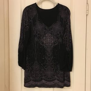 Purple and Black 3/4 sleeve Bling Tunic
